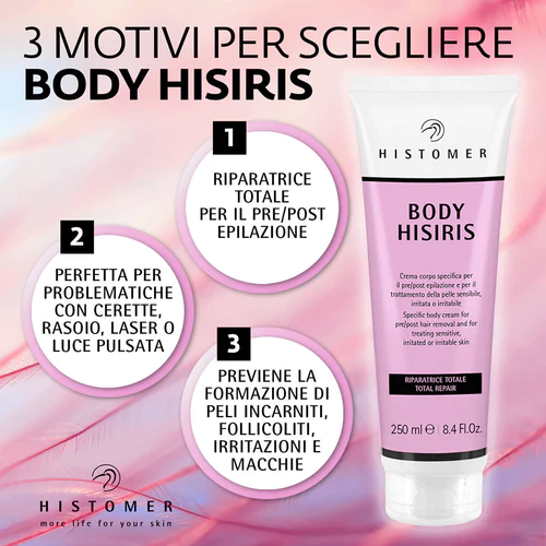 Histomer body hisiris crema corpo per pelle sensibile pre e post epilazione evita follicolite e irritazioni ok come dopobarba per l'uomo